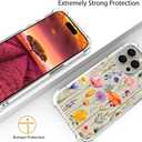 Compatible with iPhone 15 Pro Max Case Cute Clear for Women,Cool Transparent Silicone Phone Cases Cover - Pink Purple Herbal Flowers