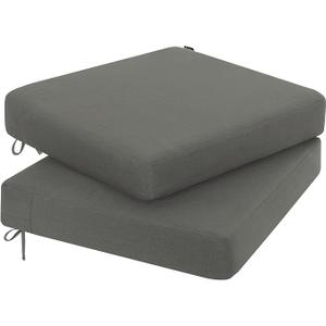 Favoyard Outdoor Chair Cushion 18.5 x 16 x 3 Inch Rainproof & 3-Year Fade Resistant Patio Furniture Cushions with Removable Cover and Adjustable Ties for Garden Sofa Couch Pads Set of 2, Dark Gray