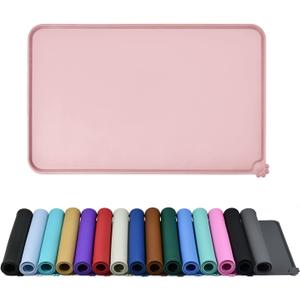 Waterproof Pet Feeding Mat with High Raised Edges, Heavier and Thicker Placemats for Cat Dog Water Bowl with BPA Free, Dogs Cats Food Mats for Messy Drinkers to Prevent Spill and Protect Floors (24" x 16", Misty Rose)