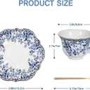 Vintage Floral Porcelain Tea Cup and Saucer Set with Spoon, Gold Trim, 6.4 oz Set of 2, Blue Tea & Espresso & Coffee Cups (2, China Flower)