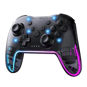 Twylyte Wireless Switch Pro Controller for Switch Controller/Lite/OLED/Windows/iOS/Android, 7 Color Adjustable RGB Lights Switch Remote Gamepad with One Key Wake Up/Adjustable Turbo Vibration