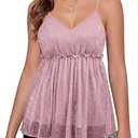 Nlife Women Sparkly Peplum Top Glitter V Neck Sleeveless Blouse Flattering Cami Shimmer Party Date Night Holiday Club Outfit, Large