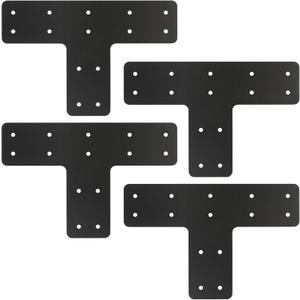 4 Pcs T Post Timber Brackets,Post to Beam Connector for 6x6 BracketsDurable Steel Material Bracket, Versatile ConnectivityBlack 12*8 Inch