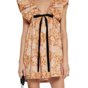 hibshaby Women's Floral Print Mini Dress V Neck Puff Sleeve Dress Short Babydoll Bow Dress (No size)