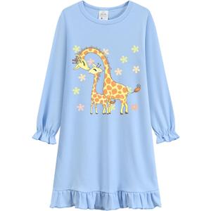 DDSOL Toddler Little Girl Nightgown Kid Long Sleeve Sleepwear Fall Nightie Sleepshirt Nightdress Pajamas Clothes 6T