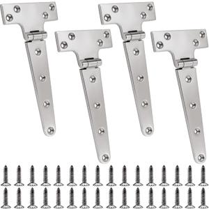 316 Stainless Steel T Hinges Marine Grade 8'' x 4" Heavy Duty Boat Hatch Hinge (196 mm X 97 mm) 4 Pack Casting Cabinet Hardware Door Hinge with Screws
