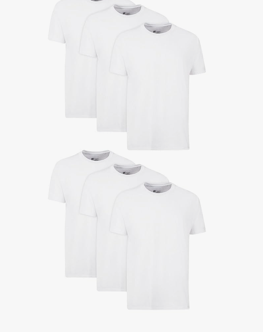 Hanes Men's Cotton, Moisture-Wicking Crew Tee Undershirts, Size S, Pack of 6