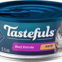 Blue Buffalo Tastefuls Wet Cat Food Pat, Made with Natural Ingredients, Beef Entre, 5.5-oz Cans (24 Count) (EXP 02/03/29)