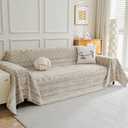 MEETSKY Boho Couch Cover Sofa Slipcover for Sectional Sofa Covers Protector Universal Use Chenille Blend Thick Fabric Washable, Modern Design Sofa Throw Cover for Living Room, 71" x 118", Khaki