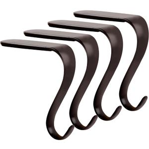 Christmas Stocking Holders Xmas Fireplace Hanger Hooks Set of 4(Rust Black)
