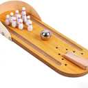 SANTA CASA Valentines Day Gifts for Him Wooden Mini Bowling Set, Stress-Relieving Fidget Toys for Men Adults Teens, Funny Birthday Gag Gifts Desktop Games