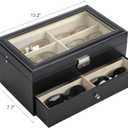 CO-Z Sunglasses Organizer with 12 Slots, Multiple Eyeglasses Eyewear Display Case for Women Men, 2 Story Leather Multi Sunglasses Jewelry Collection Holder with Drawer