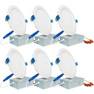 SAATLY 13W 6 inch LED Recessed Lighting, Ultra Thin Ceiling Downlight with Junction Box, 3000K Daylight Dimmable, 850lm 110W Eqv. ETL and Energy Star Certified, Pack of 6