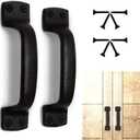 Rustic Barn Door Handles Black Cast Iron Gate Handle Vintage Metal Solid Heavy Duty Sliding Door Handle Fence Cabinet Pull Grab Handle, Set of 2, 7 Inch