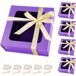 Purple Gift Boxes with Window,7.5"x7.5"x3.1" Bridesmaid Boxe for Gift Giving,Birthday Gift Box with Magnetic,Closure Lid Gift Boxes for Presents,Cute Boxe,Luxury for Gift Packaging,Gift Box for Wrapping Gifts