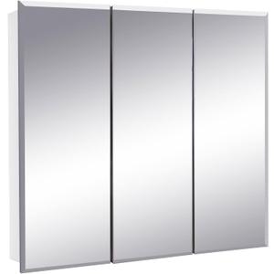 Design House Cyprus 30-in. Wide Medicine Cabinet, 3 Frameless Mirrored Doors, 2 Adjustable Shelves, Pre-Assembled, Surface or Recess Mounted, White, 30.0 in. W x 4.4 in. D x 30.0 in. H, 597492