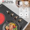 Karinear Electric Cooktop 24 Inch, 4 Burners Electric Stove Top, Built-in Radiant Cooktop Knob Control, Safety Lock, Timer, Pause, 6000W 220~240V Hard Wired(No Plug)