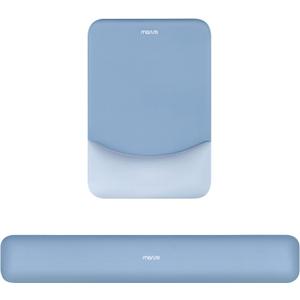 MOSISO Wrist Rest Support for Mouse Pad&Keyboard Set, Rectangular Ergonomic Mousepad Non-Slip Base Home/Office Pain Relief&Easy Typing Pad with Neoprene Cloth&Raised Curved Memory Foam, Stone Blue