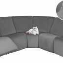 HDCAXKJ Reclining Sectional Couch Covers Velvet L Shaped Sectional Sofa Cover Washable Stretch Soft Corner Recliner Slipcover with Non-Slip Elastic Bottom (5 Seat Recliner Couch, Middle Gray)