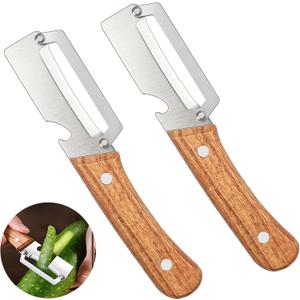 5 x 2 Pcs Multifunctional Vegetable Peeler, Stainless Steel Blade Peeler with Wooden Handle, Non-Slip Fruit Peeler for Kitchen