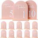 Arched Wedding Table Numbers with Stands 1-10, 5x7 Inch Acrylic Table-number Sign with Holder for Wedding Reception, Party, Anniversary, Event(Nude Pink)
