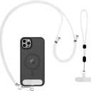 CACOE Phone Lanyard 2 Pcs-1 Pcs Adjustable Neck Strap, 1 Pcs Wrist Strap, 2 Pads, Universal Crossbody Multifuctional Cell Phone Lanyards Compatible with Most Smartphones(White)