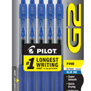 PILOT G2 Premium Refillable and Retractable Rolling Ball Gel Pens, Fine Point, Blue Ink, (Pack of 6, 30 Count Total)