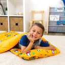 Wildkin Microfiber Nap Mat for Kids 50 x 20 in all-in-one microfiber nap mat with attached blanket, removable pillow, roll-up straps and carry handle, Under Construction