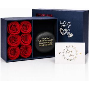 Mothers Day Gifts for Mom Handmade Gift with Rose, Mom Card from Son, Black Sentimental Personalized First Mothers Day Engraved You Are My Rock Gifts for Mother-in-Law, Wife, Aunt, Sister