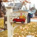 Texupday Welcome Fall Red Truck Sunflower Pumpkin Harvest Mailbox Cover with Magnetic Strip Autumn Thanksgiving Mailbox Wraps Post Letter Box Cover Standard Size 21" X 18" Garden Outdoor Yard Decor