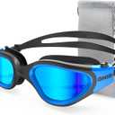 OMID Swim Goggles, P2 Polarized Swimming Goggles for Men Anti-fog Goggles Swimming for Adult Women (A0-black Blue Frame Blue Lens)