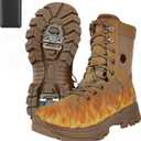 Loowoko Heated Boots for Men & Women, Rechargeable Battery Operated Electric Heating Foot Warmer, Waterproof Military Tactical Combat Boot with Slip-Resistant Ice Cleat, 3 Level Temperature Control, Size 8