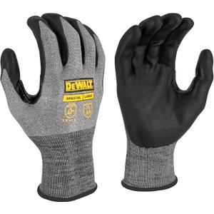 DEWALT DPG578 Foam Nitrile A6 Cut Resistant Glove for Outdoor Work, Construction and General Purpose - Size L - Pack of 12 (Large, Black / Gray)
