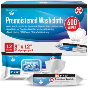 Non Flushable Wet Wipes for Adults - Case of 600 Body Wipes with Aloe and Lanolin - Good for Incontinence and Personal Cleaning