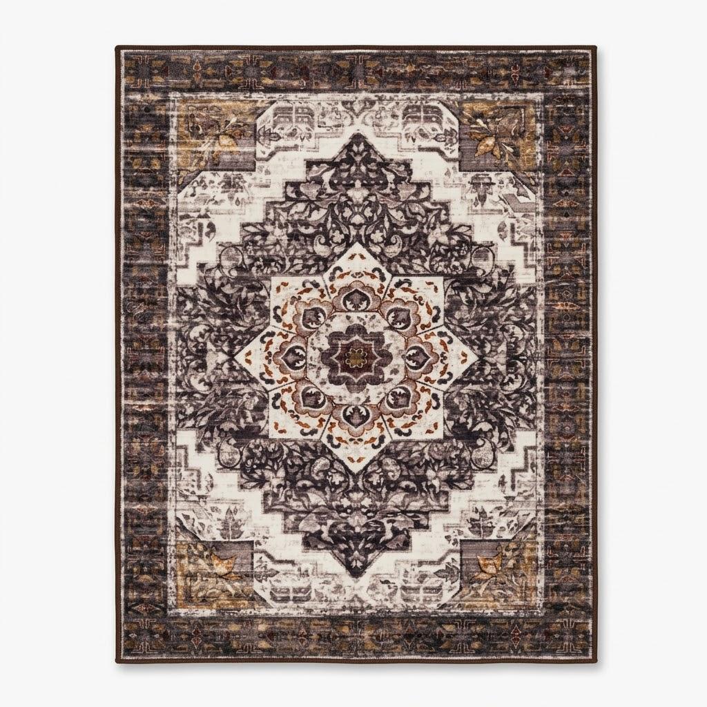 Indoor Boho Area Rug | Home Decor for Entryway, Bedroom, Living Room, Office, Kitchen | Non Slip, Soft, Printed Accent Rugs, 2x3