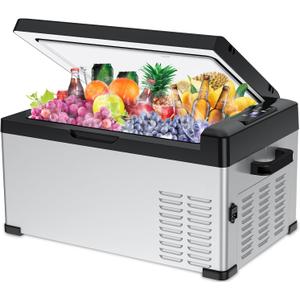 12V Car Refrigerator Portable Fridge Freezer Electric Plug in Cooler with AC DC Cord for Car Truck RV Vehicle Home - 26QT/25L (26 Quart)