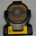 Battery Operated Fan for Dewalt 20V Max Battery, 5.7m/s High Speed Rechargeable Portable Fan with USB Powered & 4 Speed & 2 Light for Camping, Workshop, Garage, Jobsite (Not Included Battery) - Yellow