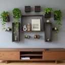 LaLaGreen Wall Planters for Indoor Plants (13-Piece Set) Small Wall-Mounted Vertical Plant Holder, Large Wooden Floating Shelves Decorative Wood Display for Kitchen, Bathroom, Living Room, Home Decor