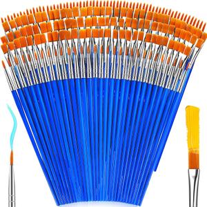 162 Pcs Paint Brushes Bulk, Round Flat Tip Acrylic Paint Brushes Set for Kids Classroom Crafts Oil Watercolor Canvases Face Painting Touch Up