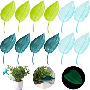 12 PCS Plant Pot Watering Funnel, 3 Color Leaf Plant Watering Devices, Creative Leaf Watering Device for Indoor and Outdoor Plants (12)