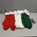 Set of 6 Personalized Christmas Stockings with Wooden Name Tags, 18" Xmas Cable Knitted Stocking  Holiday Hanging Decor Gifts for Family Party (White, Red, Green)