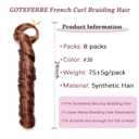 French Curl Crochet Braiding Hair Synthetic French Curl Crochet Hair Extensions for Black Women Lightweight Pre Stretched Bouncy Hair for Braids #30 Color 24 Inch