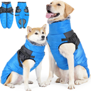 Dog Coat with Harness Warm Winter Coats,Waterproof Upgrade Zip Up Dog Clothes,Reflective Puffer Jacket for Dogs (Blue, Small)