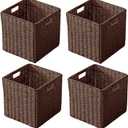 11x11x11 Cube Storage Bins Set of 4, Storage Baskets for Shelves, Brown
