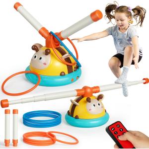 2-in-1 Musical Jump and Toss Ring Game Toy, Indoor and Outside Jump Toy for Kids Ages 4-8 and Toddler 1-3, 3-5, Christmas Boys and Girls Birthday Gift w/4 Speeds and Remote Control