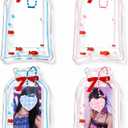 Geyoga 4-Pack K-pop Theme Photo Holder Keychain Cute Acrylic Goldfish Card Stand for Small Photos Round Desk Display Home Office Party Gift