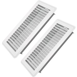 4" x 10" Floor Register 2 Pack - Heavy Duty Steel Walkable Floor Vents - Easy Adjust Air Supply Lever - Vent Covers for Home (White)