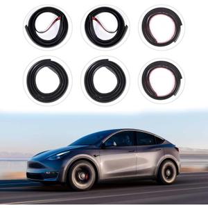 6 Pack Soundproof Sealling Strips Compatible with Tesla Model Y 2020-2024 2025 Accessories Door Seal Kit Soundproof EPDM Rubber Weather Draft Strip Wind Noise Reduction Sound Proofing Kits