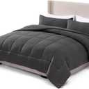 UGG Leonora Comforter Set with 2 Pillow Shams Lightweight Down Alternative Blanket Reversible Cozy Warm All Season Washable and Hypoallergenic Bedding Set, King, Charcoal Grey
