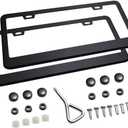 Ohuhu Matte Aluminum License Plate Frame with Black Screw Caps, 2Pcs 2 Holes Black Car Licenses Plate Covers Holders for US Vehicles
